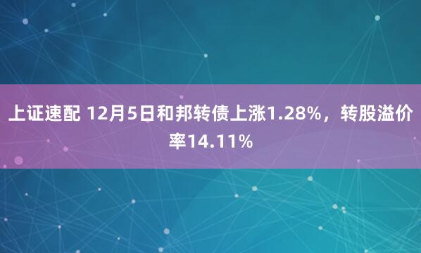 上证速配 12月5日和邦转债上涨1.28%，转股溢价率14.11%